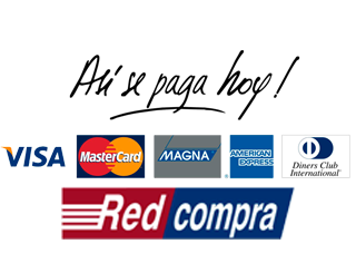 Medios de pago:  Redcompra, Visa, Mastercard, Magna, American Express
